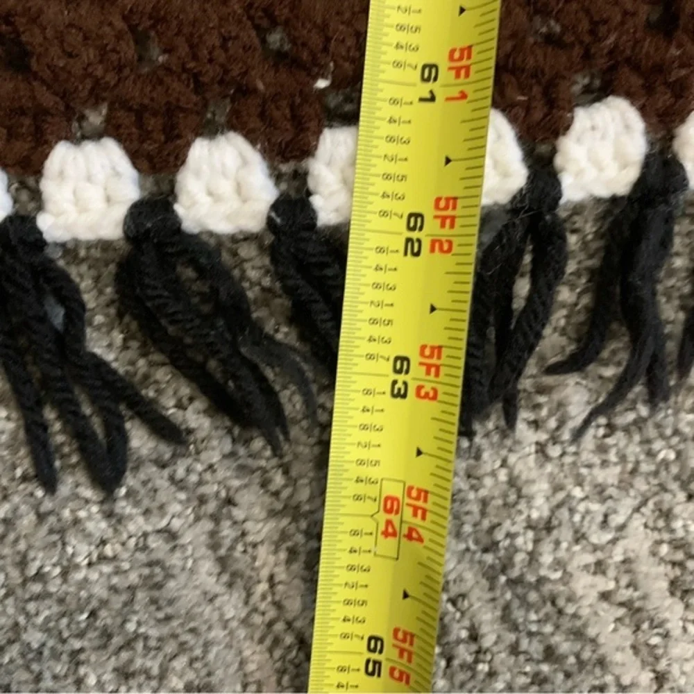 Vintage Mid Century‎ Hand Crochet Afghan 59x62